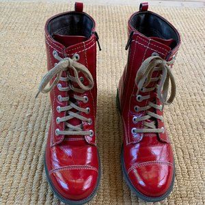 Josef Seibel Red leather patent boots